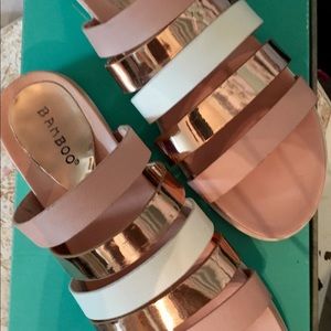 Bamboo- Blush, Rose Gold Strap Sandals Size 7